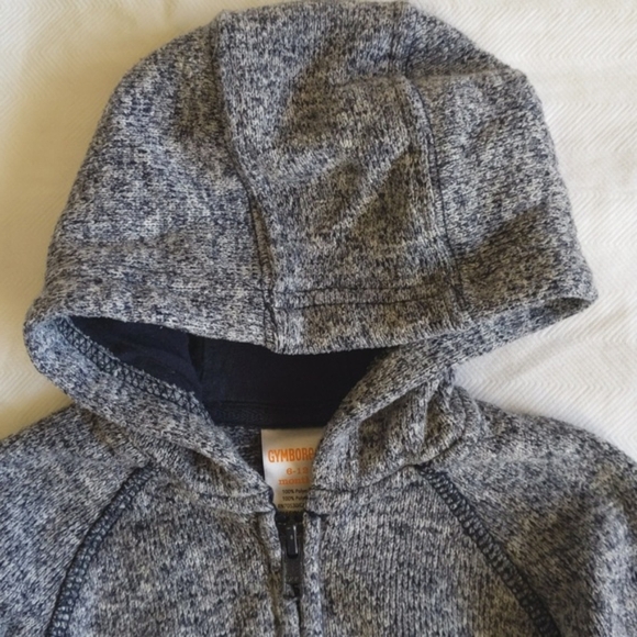 gymboree plush knit marled navy zip-up hoodie sweatshirt 6-12 months baby boy - Picture 3 of 6